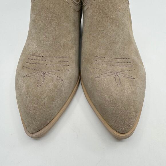Dolce Vita Amisha Suede Heeled Booties Western Boots Tan/Taupe Womens Size US7.5 - Picture 12 of 13